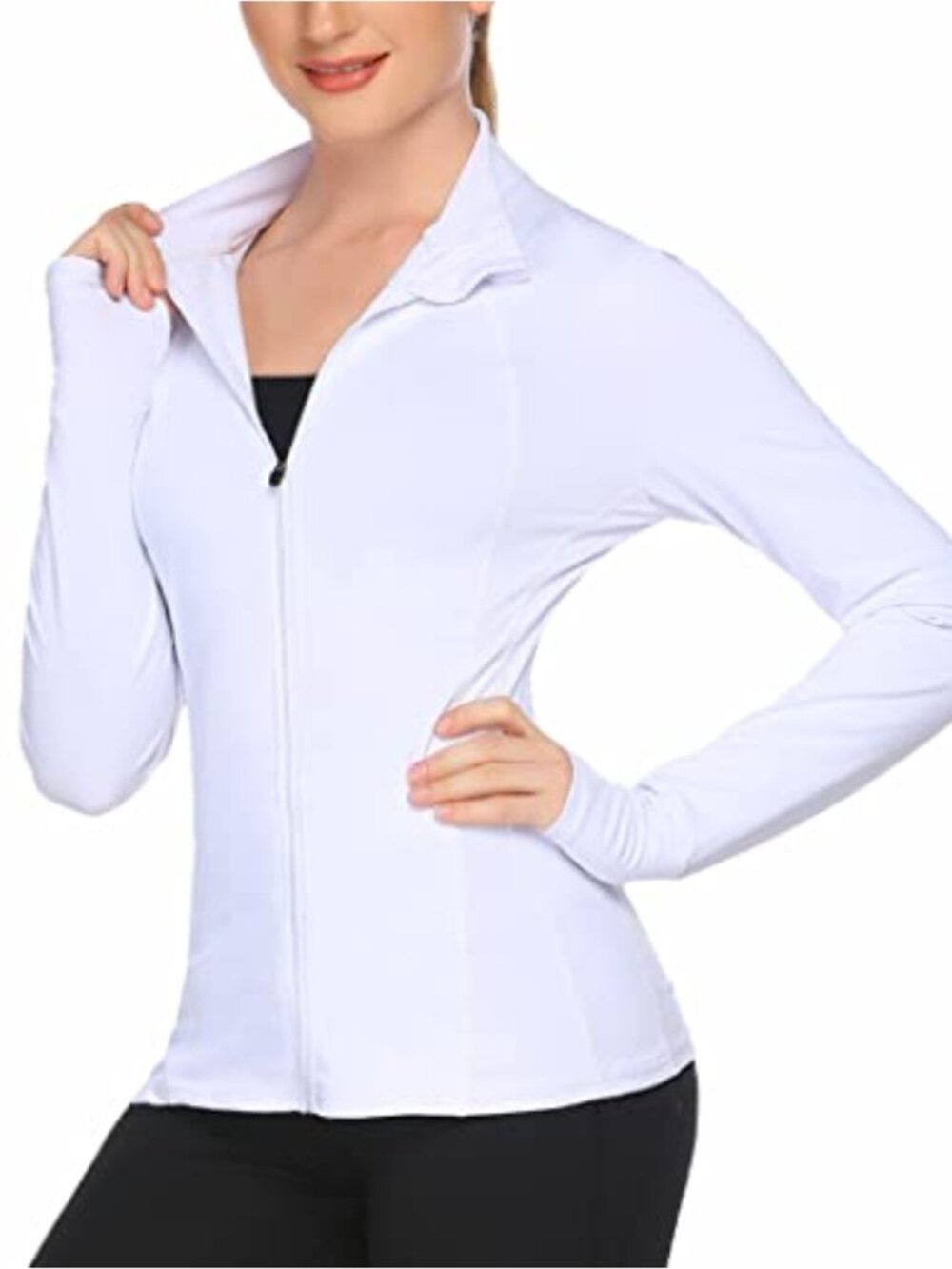 Women's Lightweight Full Zip Athletic Track Jacket with Thumb Holes